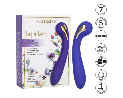 Фиолетовый вибромассажер с электростимуляцией Intimate Estim Petite G Wand - 19 см.