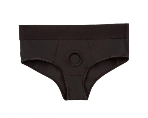 Черные трусы для страпона BACKLESS BRIEF HARNESS S/M