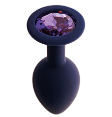 Черничная анальная пробка с фиолетовым кристаллом Gamma L - 9,4 см.