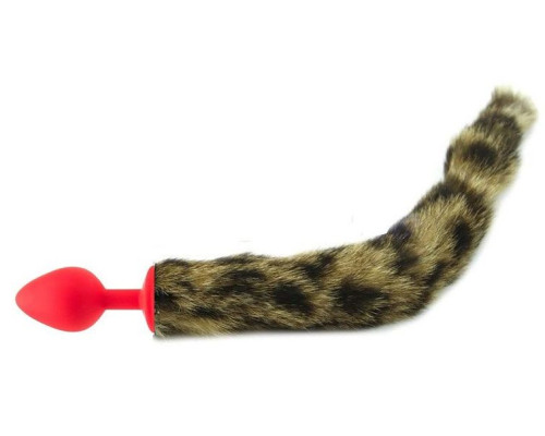 Красная анальная пробка с кошачьим хвостиком
