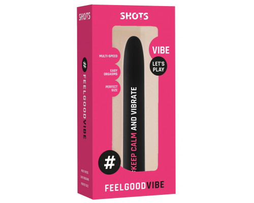 Черный гладкий вибромассажер Feelgood Vibe #Keep calm and vibrate - 17,2 см.