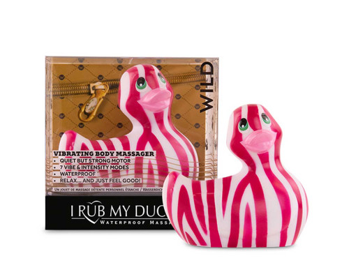 Вибратор-уточка I Rub My Duckie 2.0 Wild с розово-белым анималистическим принтом