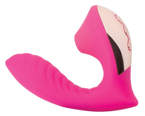 Ярко-розовый вибромассажёр с вакуумной стимуляцией Vaginal   Suction Lover