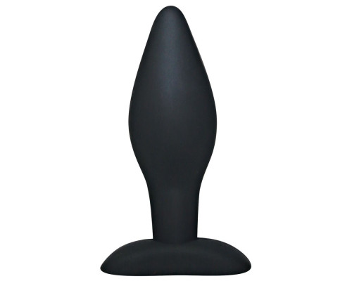 Чёрный анальный стимулятор Silicone Butt Plug Large - 12 см.