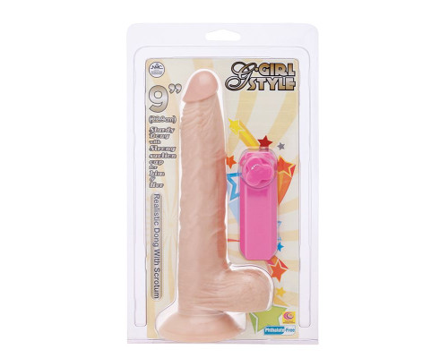 Телесный вибромассажёр на присоске G-GIRL STYLE 9INCH VIBRATING DONG - 22,9 см.