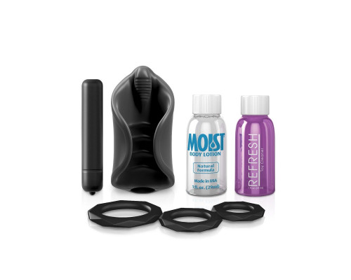 Чёрный мастурбатор Vibrating Silicone Stimulator с вибрацией