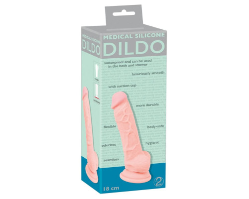 Реалистичный фаллоимитатор из силикона Medical Silicone Dildo - 18 см.