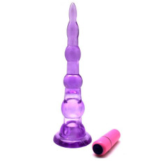 Фиолетовый анальный конус с вибропулькой - 17 см.