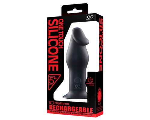 Черный анальный вибромассажер 5INCH RECHARGEABLE BUTTPLUG - 12,7 см.