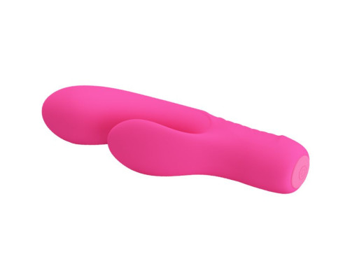 Розовый вибратор с клиторальным отростком Tim - 15,5 см.