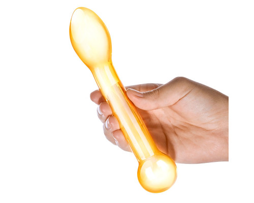 Золостистый стеклянный стимулятор простаты Honey Dripper - 17 см.