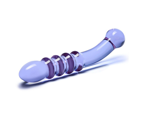 Фиолетовый фаллоимитатор из стекла Purple Rain - 22,9 см.