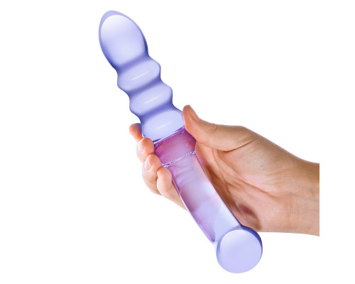 Фиолетовый фаллоимитатор из стекла Purple Rain - 22,9 см.