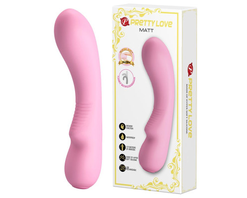 Нежно-розовый силиконовый вибратор Matt - 19 см.