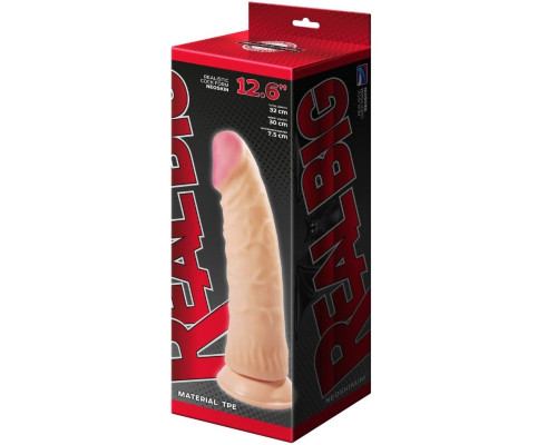 Телесный фаллоимитатор-супергигант с присоской - 32 см.