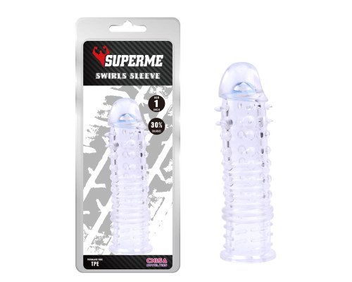 Прозрачная насадка на пенис Swirls Sleeve - 16 см.