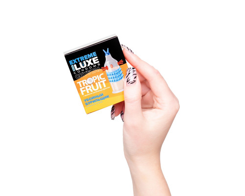 Стимулирующий презерватив «Убойный бурильщик» с ароматом тропических фруктов - 1 шт.