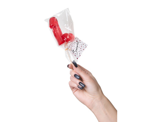 Красный леденец в форме фаллоса со вкусом виски - 80 гр.