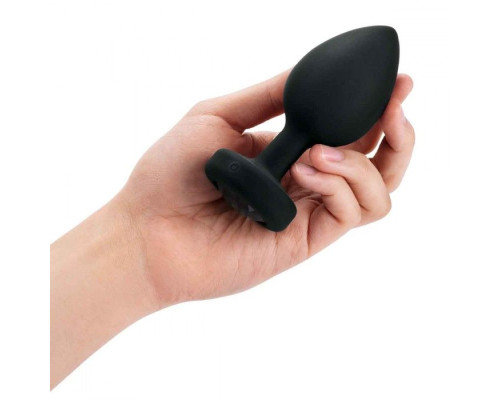 Черная вибропробка Vibrating Jewel Plug XXL - 12 см.