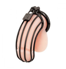 Черная металлическая клетка для члена с замком