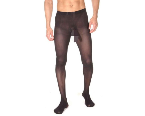 Плотные полупрозрачные мужские колготы с интимным доступом
