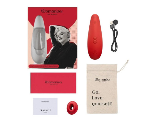 Красный бесконтактный клиторальный стимулятор Womanizer Marilyn Monroe Special Edition