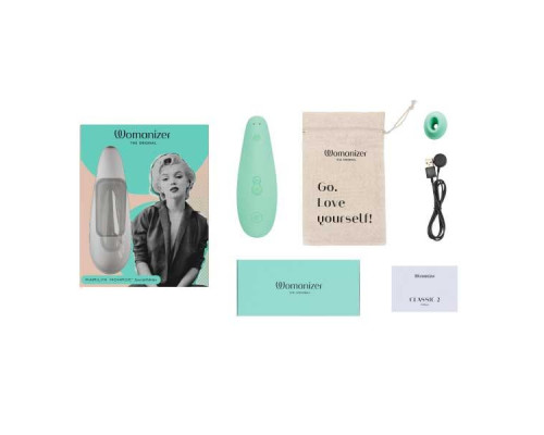 Мятный бесконтактный клиторальный стимулятор Womanizer Marilyn Monroe Special Edition