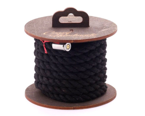 Черная хлопковая веревка для бондажа на катушке - 3 м.