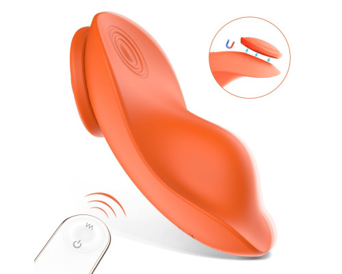 Оранжевая вибровкладка в трусики с пультом ДУ