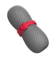 Серый эластичный мастурбатор с утяжкой