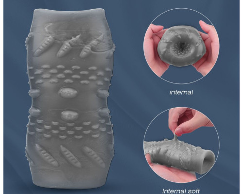 Серый эластичный мастурбатор с утяжкой