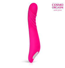 Розовый изогнутый вибромассажёр из силикона для G-стимуляции - 21,3 см.