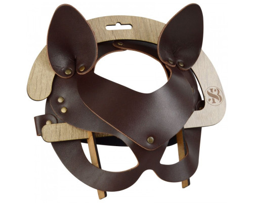 Коричневая кожаная маска  Кошечка
