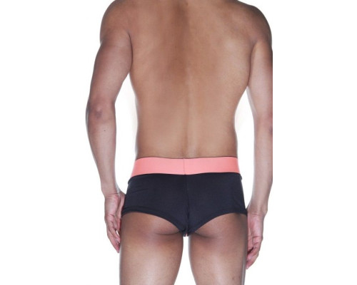 Черные трусы-хипсы на персиковом поясе