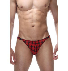 Мужские трусы-тонги в крупный красный горох
