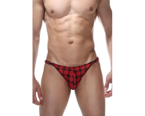 Мужские трусы-тонги в крупный красный горох