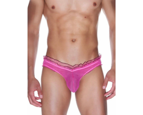 Мужские трусы-слипы из мягкой полупрозрачной ярко-розовой ткани