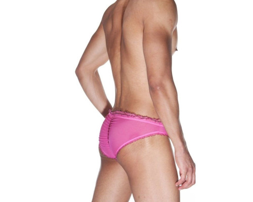 Мужские трусы-слипы из мягкой полупрозрачной ярко-розовой ткани