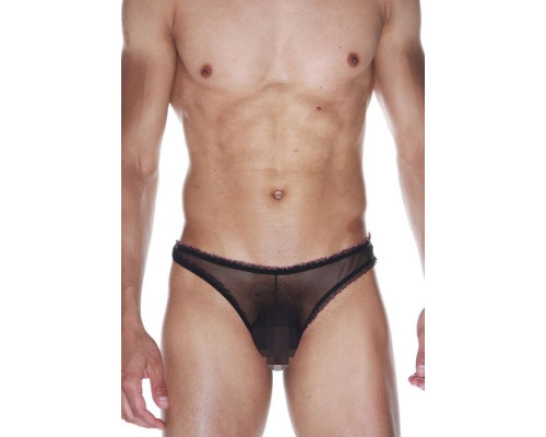 Мужские черные полупрозрачные трусы-бразилиана