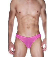 Мужские ярко-розовые трусы-бразилиана с рюшевой отделкой