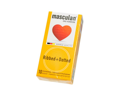Презервативы с колечками и пупырышками Masculan Ribbed+Dotted - 10 шт.