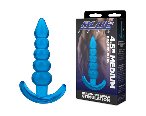Голубая анальная елочка Medium Beaded Plug - 11,4 см.