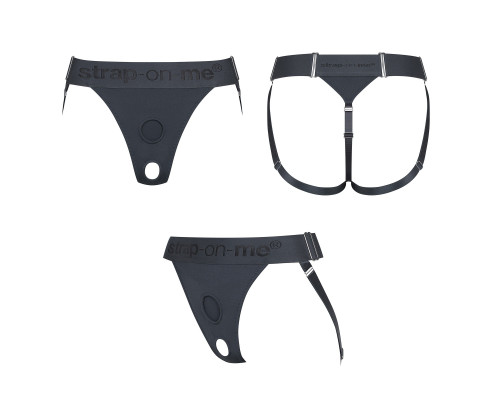 Серые трусики для фиксации насадок Strap-on-me Harness Lingerie Unique