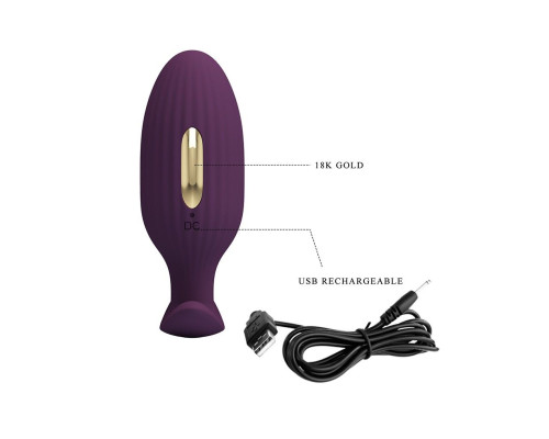 Фиолетовая анальная вибропробка с электростимуляцией Jefferson - 9,2 см.