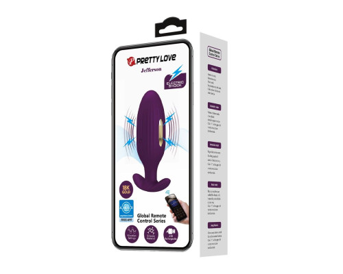 Фиолетовая анальная вибропробка с электростимуляцией Jefferson - 9,2 см.