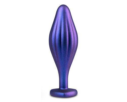 Фиолетовая анальная пробка с кристаллом-сердцем Matrix Wavy Bling Plug - 11,4 см.