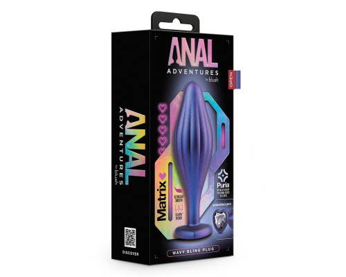 Фиолетовая анальная пробка с кристаллом-сердцем Matrix Wavy Bling Plug - 11,4 см.