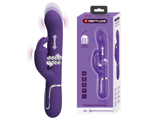 Фиолетовый вибратор Coale с ротацией бусин и возвратно-поступательными движениями - 22,6 см.