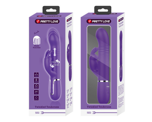 Фиолетовый вибратор Coale с ротацией бусин и возвратно-поступательными движениями - 22,6 см.