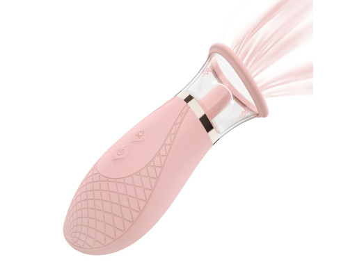 Розовый клиторальный массажер с подвижным язычком